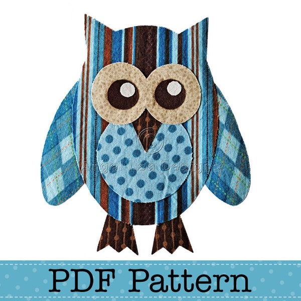 Owl Applique Template, Bird, Animal, Owl on Branch, Valentine Owl, DIY, Children, PDF Pattern by Angel Lea Designs