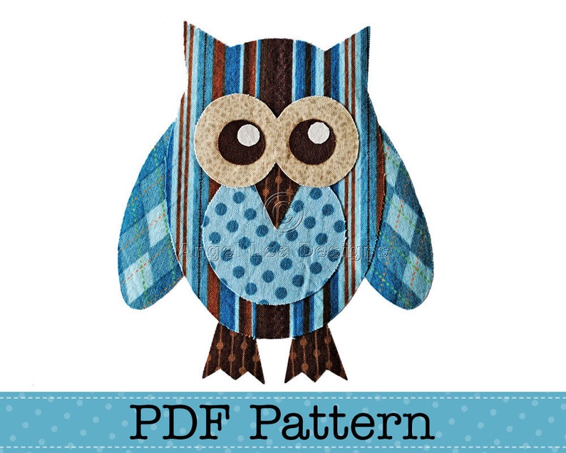 Owl Applique Template, Bird, Animal, Owl on Branch, Valentine Owl, DIY, Children, PDF Pattern by Angel Lea Designs image 1
