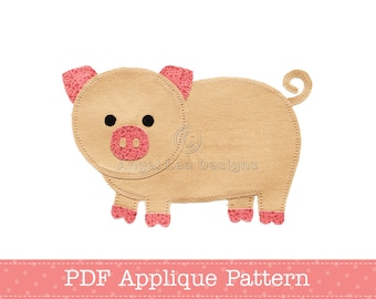 Pig Applique Pattern Piggy Applique Template PDF Digital ePattern