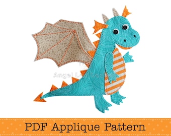 Drache Applikation Muster - Vorlage für Raw Edge Applikation (PDF Download)