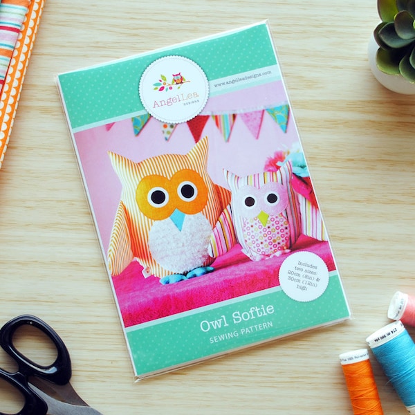 Owl Sewing Pattern HARD COPY Owl Softie Pattern Owl Stuffed Animal