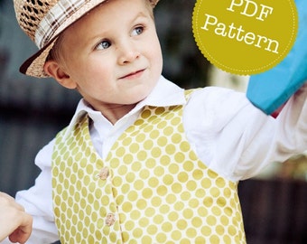 PDF Sewing Pattern for Little Lads' Reversible Vest, Waistcoat, Make and Sell, DIY. Sewing Patterns by Angel Lea Designs, Instant Download