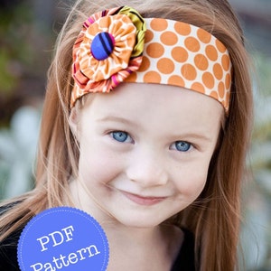 Headband Pattern. PDF Sewing Pattern for Funky Flower Headband, Reversible Cotton Fabric Head Band, Make and Sell, DIY By Angel Lea Designs image 1