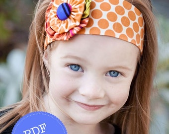 Headband Pattern. PDF Sewing Pattern for Funky Flower Headband, Reversible Cotton Fabric Head Band, Make and Sell, DIY By Angel Lea Designs