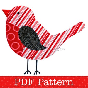 Rotkehlchen Applikation Vorlage PDF Muster Weihnachten Rotkehlchen Vogel Tier Applikation Design von Angel Lea Designs, Sofortiger Download Digitales Muster