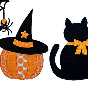 Halloween Applique Template Set. Pumpkin, Jack O Lantern, Witches Hat, Cat, Owl, Branch, Spider Web. Multiple Purchase Discount image 5