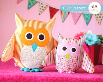 Owl Pattern. PDF Sewing Pattern for Owl Soft Toy, Cushion, Pillow, Plushie, Home Decor, Easy How To, Make and Sell, DIY, Instant Download