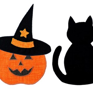 Halloween Applique Template Set. Pumpkin, Jack O Lantern, Witches Hat, Cat, Owl, Branch, Spider Web. Multiple Purchase Discount image 4