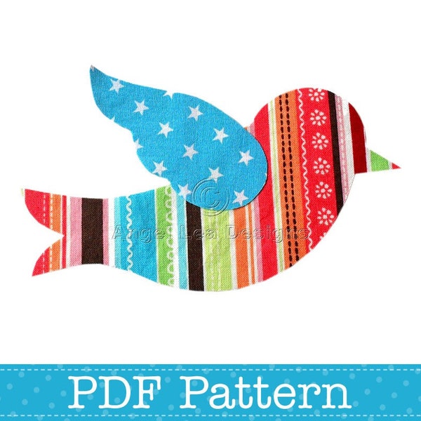 Bird Applique Template, Animal, DIY, Children, PDF Pattern by Angel Lea Designs, Instant Download