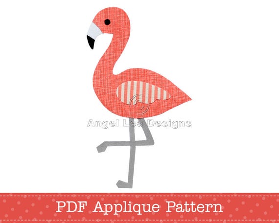 flamingo applique pattern pdf flamingo applique template etsy