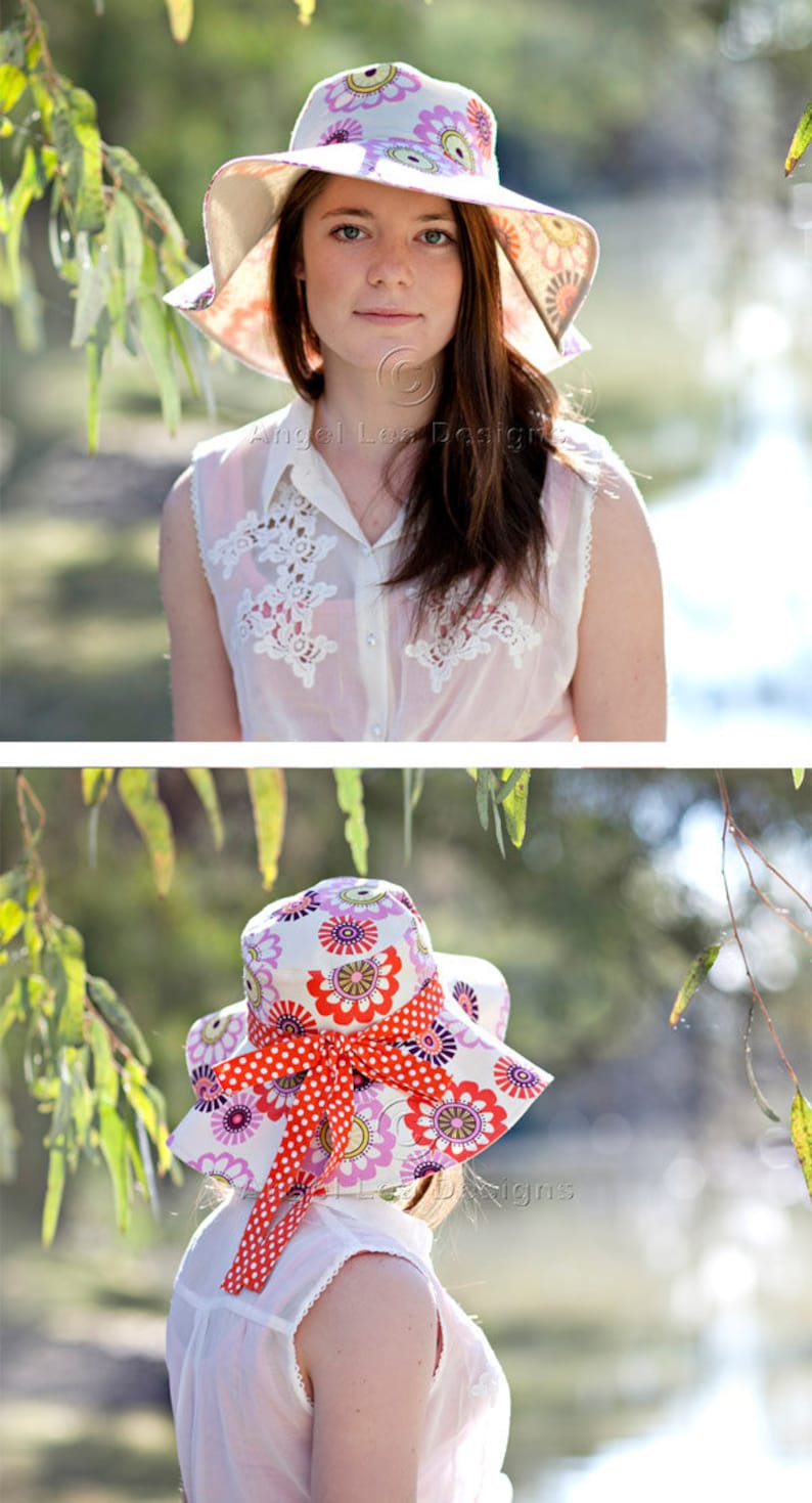 Womens Sun Hat Pattern. Spring Blooms Sunhat PDF Sewing Pattern. Reversible Wide Brimmed Sun Hat with Optional Trim image 3