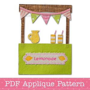 Lemonade Stand Applique Vorlage PDF Applikation Muster Sommer Applikation Design Child's Lemonade Stand
