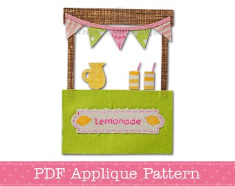 Lemonade Stand Applique Template PDF Applique Pattern Summer Applique Design Child's Lemonade Stand