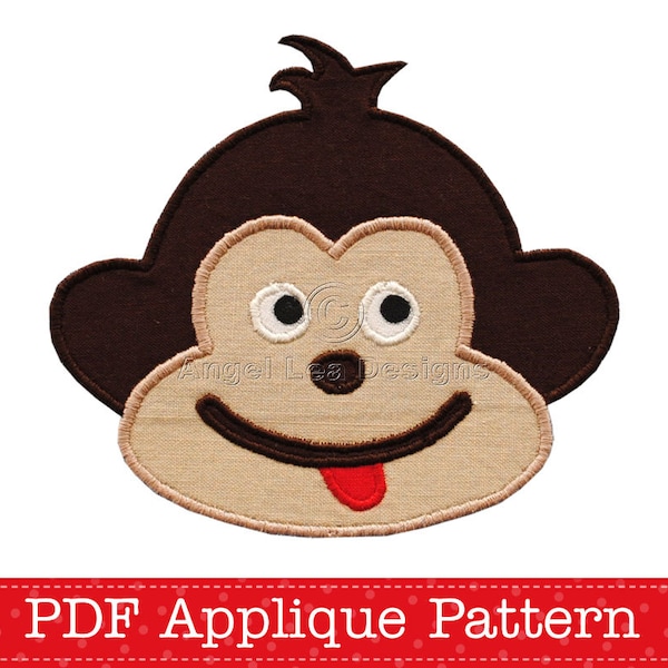 Cheeky Monkey Applique Template, Animal, DIY, PDF Pattern by Angel Lea Designs, Instant Download Digital Pattern