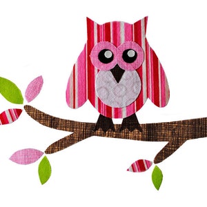 Owl Applique Template, Bird, Animal, Owl on Branch, Valentine Owl, DIY, Children, PDF Pattern by Angel Lea Designs image 3