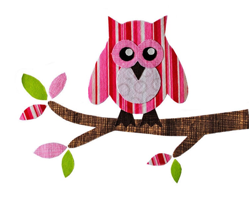 Owl Applique Template, Bird, Animal, Owl on Branch, Valentine Owl, DIY, Children, PDF Pattern by Angel Lea Designs image 3