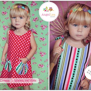 Tie Top Dress Pattern. Girls Dress Pattern. PDF Sewing Pattern and Tutorial for Eva Dress, Reversible, Instant Download Digital Pattern image 2