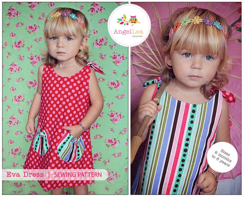 Tie Top Dress Pattern. Girls Dress Pattern. PDF Sewing Pattern and Tutorial for Eva Dress, Reversible, Instant Download Digital Pattern image 2