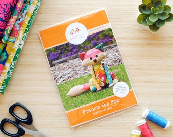 Fox Softie HARD COPY Paper Sewing Pattern, Francie the Fox Stuffed Animal Pattern, Patchwork Fox Pattern