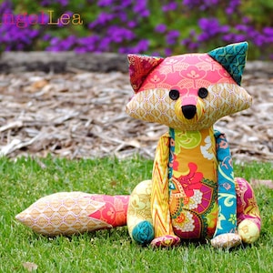 Fox Softie PDF Sewing Pattern, Francie the Fox Stuffed Animal Pattern, Patchwork Fox Pattern