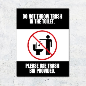 Modern Restroom & Facility Signage Set - Men, Women, No Smoking/Vaping, Wet Floor, No Trash in Toilet | Easy-to-Read Signs for Businesses
