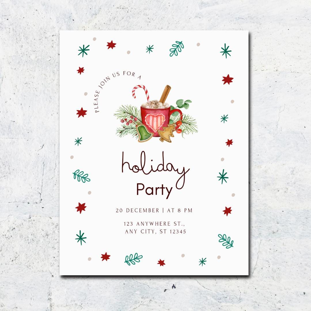 Editable Holiday Party Invite Template Etsy