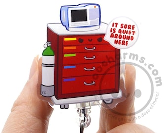 Crash Cart Acrylic Badge Reel, ICU Nurse, RRT, Rapid Response, Emergency Medicine, Nurses Week Gift, Respiratory, MD, Doctor, Code Blue Team
