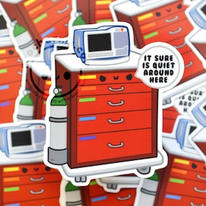 Crash Cart Vinyl Sticker, Emergency Room, Medical, Surgical, Medical Student, Nursing Student, Nurse, ICU, ER, EMS, Doctor, Cute, Gift