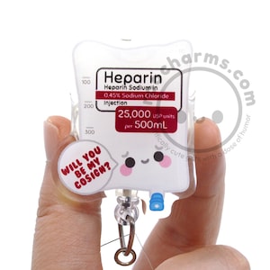 Be My Cosign Acrylic Badge Reel, Pharmacy Techs, Pharmacists, Med Surg, ICU, Nursing Students, Heparin, Cute Nurses Week Gift, roocharms