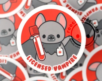 Licensed Vampire Sticker, Phlebotomist Sticker, Nurse Sticker, Blood Bank, Bat Sticker, Cute Sticker, Nurse Gift, Phlebotomist Gift, Vampire