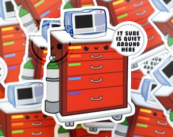 Crash Cart Vinyl Sticker, Emergency Room, Medical, Surgical, Medical Student, Nursing Student, Nurse, ICU, ER, EMS, Doctor, Cute, Gift