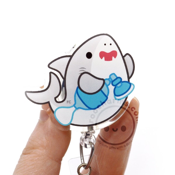 Shark Acrylic Badge Reel for Respiratory Therapists, RT, Nurses Nursing Student, RRT, Medical, Doctor, Marine Biology, Vet Tech Veterinarian