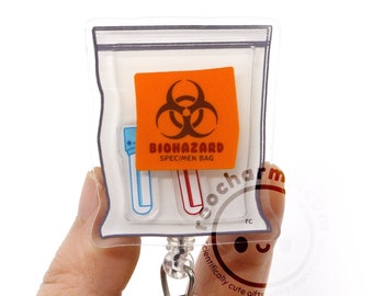 Blood Tubes Biohazard Acrylic Shaker Badge Reel for Nurses, Nursing Students, Phlebotomists, Phlebotomy Tech, MLS MLT Lab Techs Clinical Lab