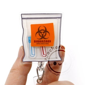 Blood Tubes Biohazard Acrylic Shaker Badge Reel for Nurses, Nursing Students, Phlebotomists, Phlebotomy Tech, MLS MLT Lab Techs Clinical Lab