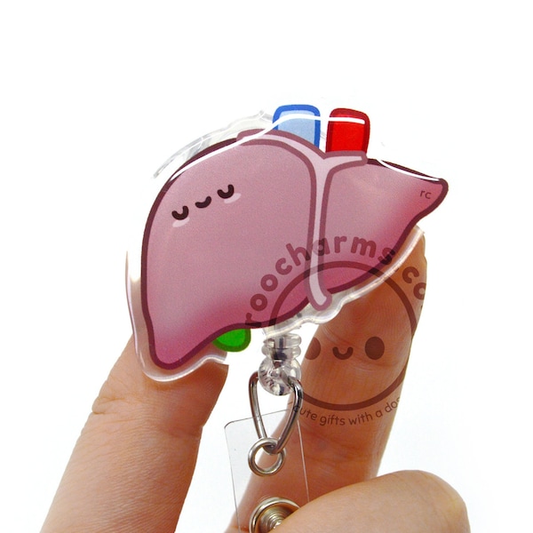 Liver Acrylic Badge Reel for Transplant Nurses, Doctors, Medical Students, Nursing Students, Hepatologist, ID Lanyard, DM, Insulin, Anatomy