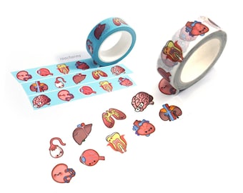 Anatomy Washi Tape, Heart, Brain, Lung, Stomach, Kidney, Biology, Science, Biologist Gift, Bullet Journal, Deco Tape, Cute Sticker, Placenta