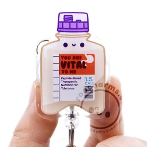 Vital To Me Acrylic ID Badge Reel for Nurses, Registered Dietitians RDs ICU Med Surg Clinical Dietitian Cute Dietetic Student Gift Tube Feed