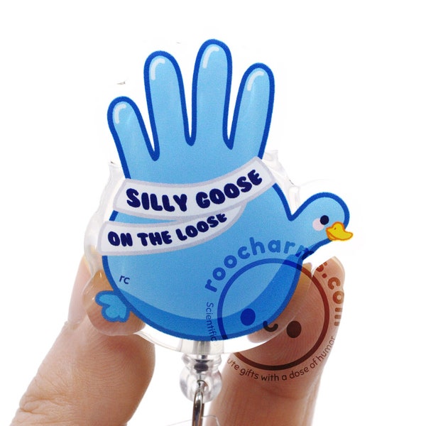 Silly Goose Acrylic Badge Reel for Nurses, Nursing Students, Medical Laboratory Scientists, MLS, MLT, Researcher, Medical Assistant, Glove