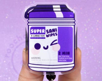 Purple Sani Wipe Nurse Badge Reel, CNA Lanyard, Nursing Student, Funny Healthcare Gift, Housekeeping Environmental Services EVS, Heavy Duty