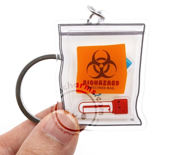 Biohazard Blood Tube Shaker Keychain for Phlebotomists, Phlebotomy ...