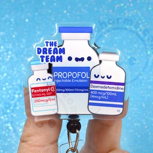 Dream Team Acrylic Badge Reel, ICU Nurse, Anesthesiologist, CRNA, Surgical, Medical, Doctor, ID Lanyard, Cute, Nurses Week Gift, Student