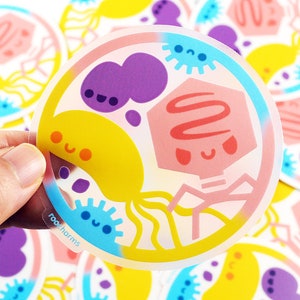 Transparent Pastel Microbiology Vinyl Sticker, Cute Vinyl Sticker, Biology Sticker, Chemistry Sticker, Science Lover Gift, Virus Sticker