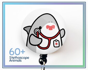 Nurse Badge Reel with Belt Clip by Purida Cute Animal Name Badge Reel Retractable Animal Eyes Iris 5 Patterns