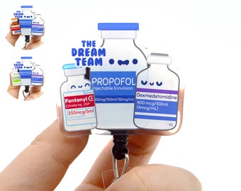 Dream Team Acrylic Badge Reel, ICU Nurse, Anesthesiologist, CRNA, Surgical, Medical, Doctor, ID Lanyard, Cute, Nurses Week Gift, Student