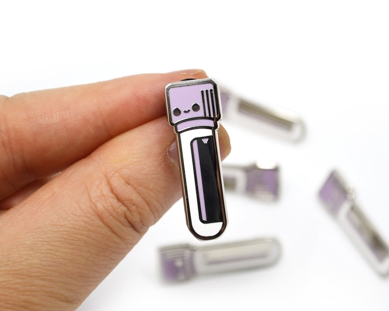 Blood Tube Enamel Pin for Nurses, Phlebotomists, Phlebotomy Techs, MLS MLT, Medical Assistant, IV Team, Blood Bank, Med Surg, Healthcare Purple