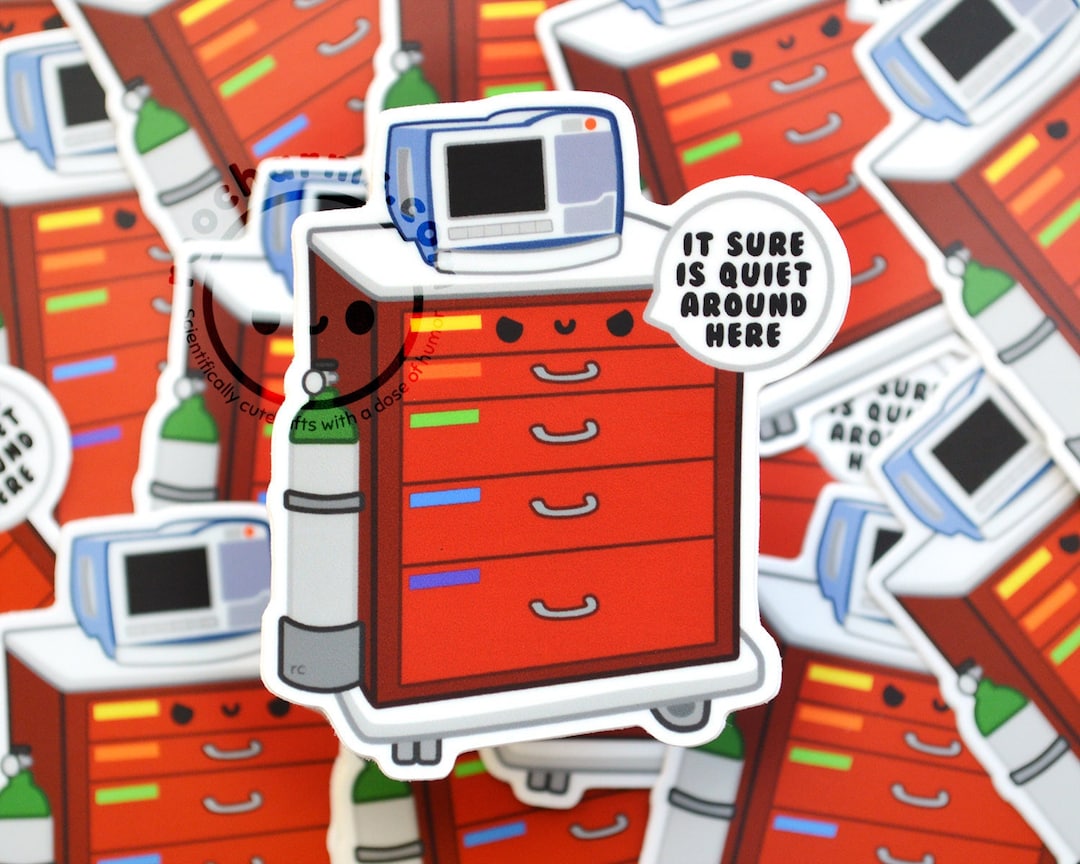 Crash Cart Vinyl Sticker, Emergency Room, Medical, Surgical, Medical
