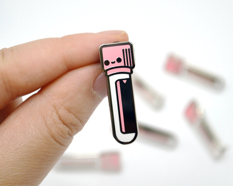 Blood Tube Enamel Pin for Nurses, Phlebotomists, Phlebotomy Techs, MLS MLT, Medical Assistant, IV Team, Blood Bank, Med Surg, Healthcare Pink