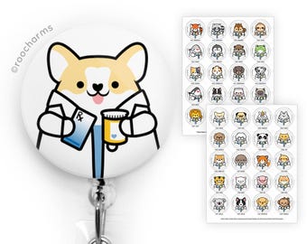 Pharmacist Retractable Badge Holder, Pharmacist Badge Reel, Pharmacy Tech Badge Reel, Pharmacist Gift, Pharmacy Tech Badge Holder, roocharms