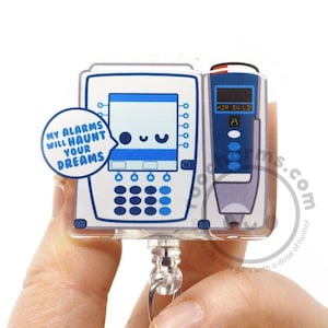 Infusion Pump Acrylic ID Badge Reel for Infusion Nurses, Nursing Students, ICU, Med Surg RN, Funny Nurses Week Gift, Chemotherapy, roocharms