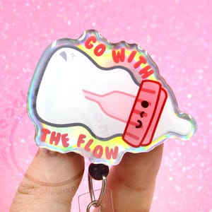 Go With The Flow Baby Bottle Badge Reel for Lactation Consultants, IBCLC, Mother Baby Nurses, Postpartum Unit, NICU RNs, Labor Delivery PICU